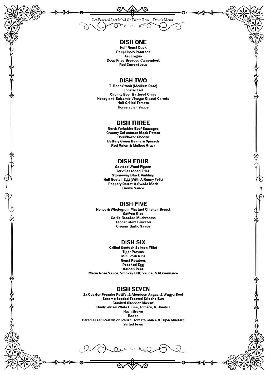 get fawked last meal death row daves menu